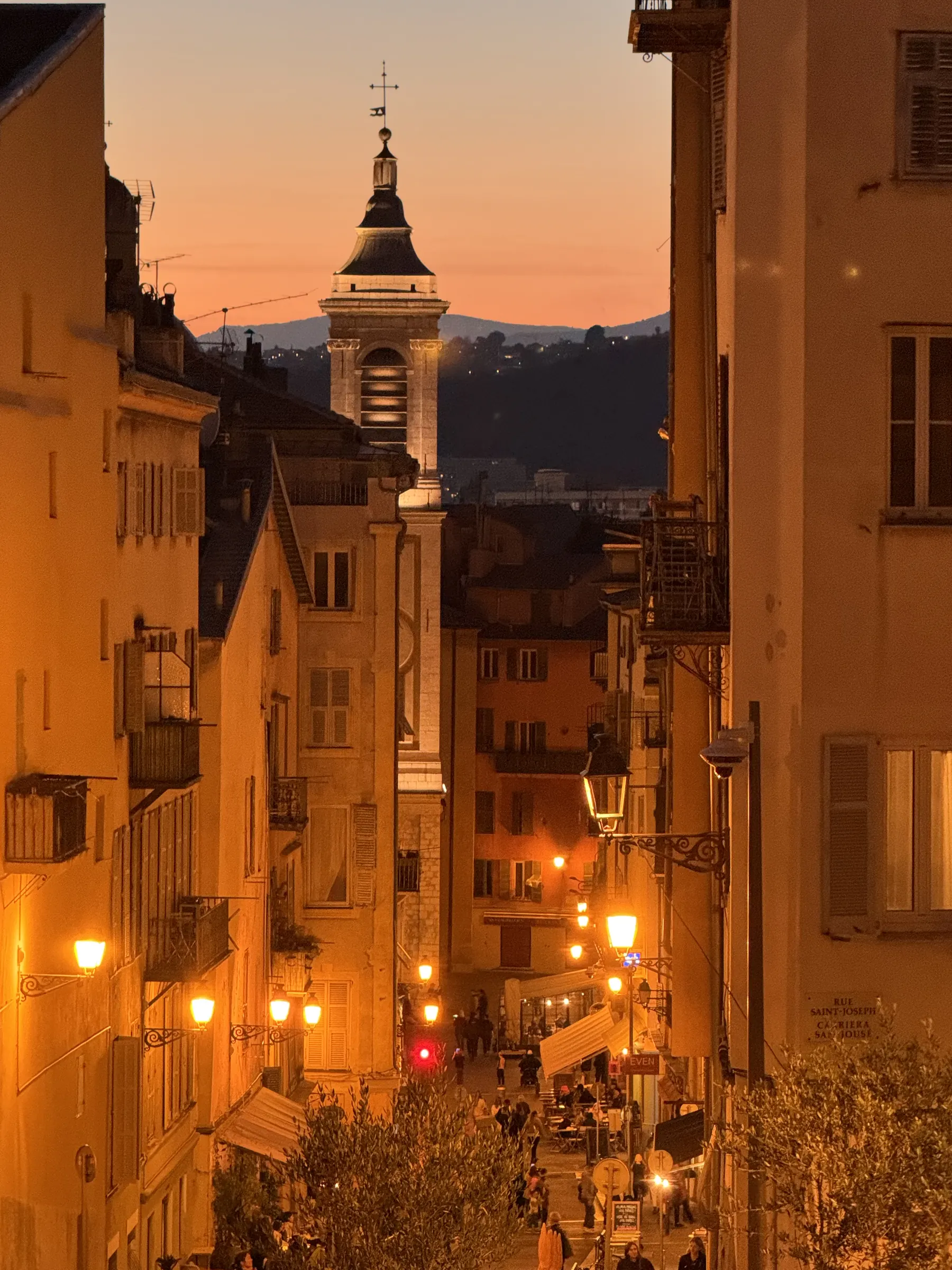 vieux nice belltower at dusk