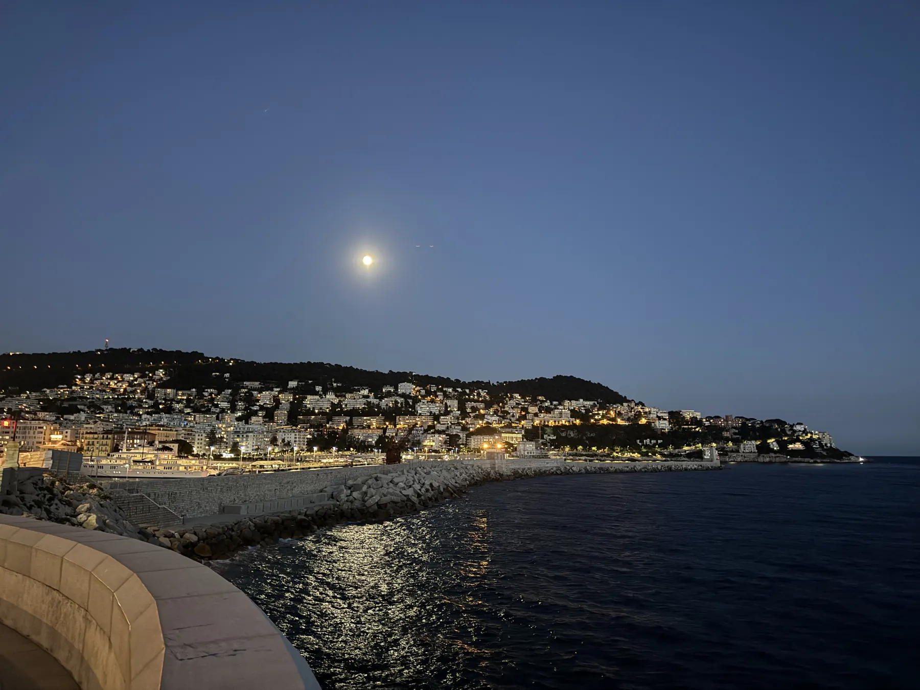 the bay of nice at moonrise